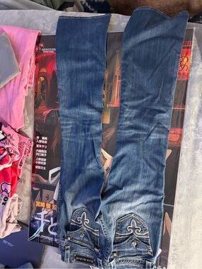 Rock Revival Dark Blue Embroidered Bootcut Jeans